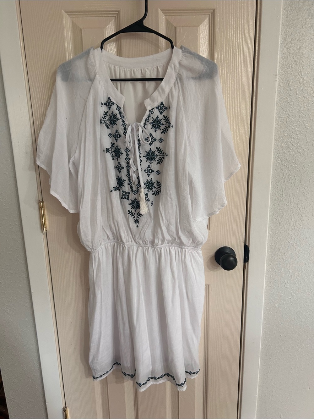 White Embroidered Women’s Boho Dress